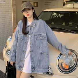 牛仔外套女年新款春秋韩版宽松百搭风中长款工装夹克上衣服