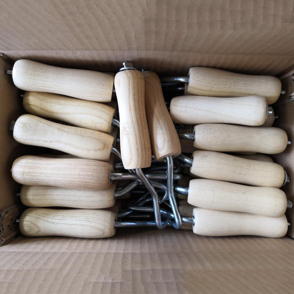 Fabricante en stock Dispositivo de anudado de pelo mango de madera hebilla gancho mango de plástico hebilla de acero mango de plástico hebilla