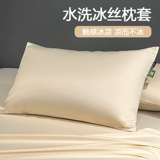 2025夏季专用水洗真丝凉感枕套宿舍单人48x74cm冰丝成人枕芯套