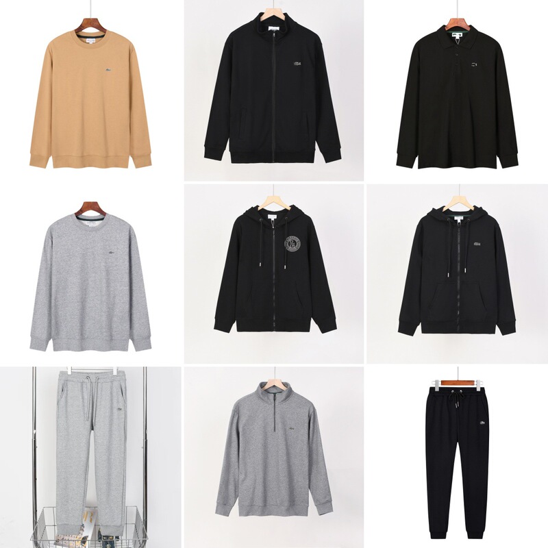 Correct Version Lac Croc Sports Youth Casual Versatile Embroidered Zipper Cardigan Sweatshirt Hoodie Sweatpants Slim Pants