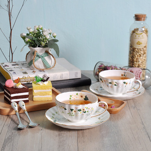 Nordic pastoral style coffee cup and saucer suit afternoon tea British fresh household scented tea ceramic cup wholesale