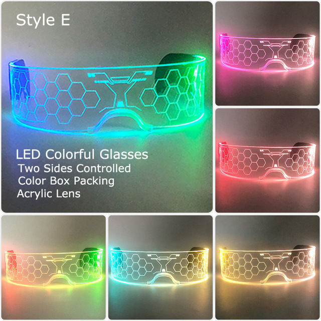 Gafas LED de ciencia ficción con un toque tecnológico, estilo cyberpunk, coloridas, para discoteca, gafas deslumbrantes, a la moda