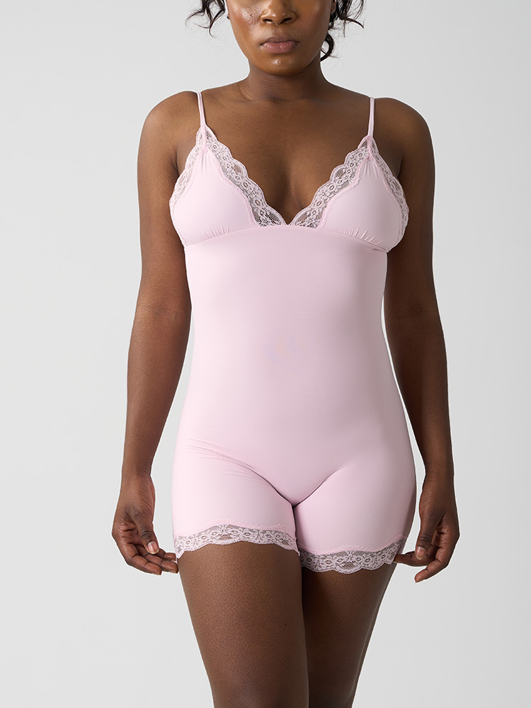Body triangle en dentelle – Body à bretelles réglables et taille haute (Noir/Rose/Marron, S-XL)_voghion.com