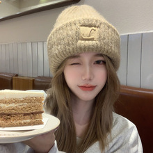 秋冬甜美风大版型宽松显脸小毛线帽韩版女秋冬季百搭加厚针织帽包