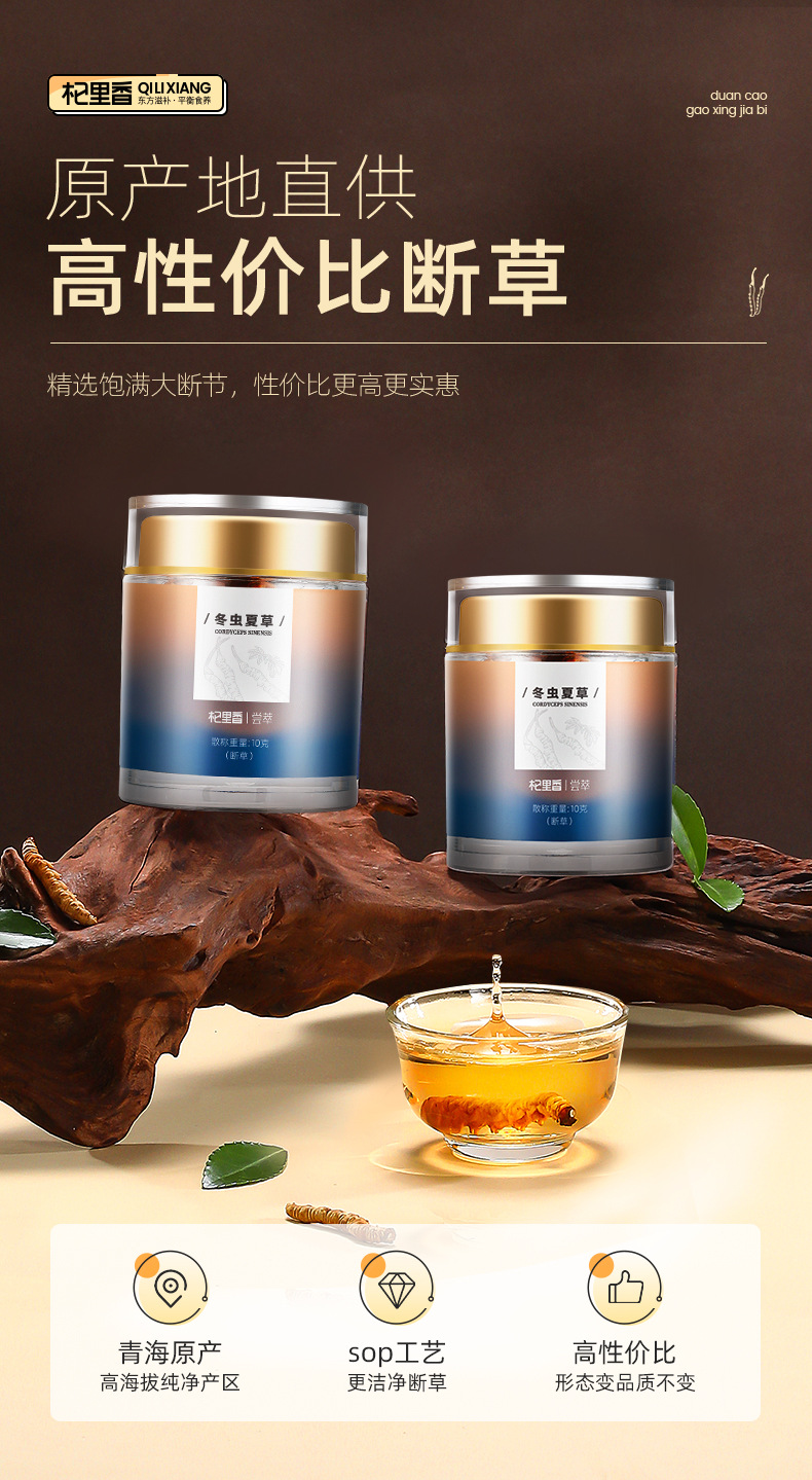 Dried Cordyceps Sinensis Broken Stems 10g Jar Qinghai Origin Whole Dried Cordyceps for Cooking overview