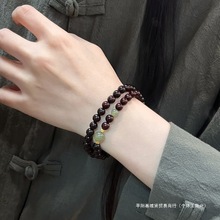 天然手工原创设计印度小叶紫檀木双圈手串男女款民族风文玩手域贤