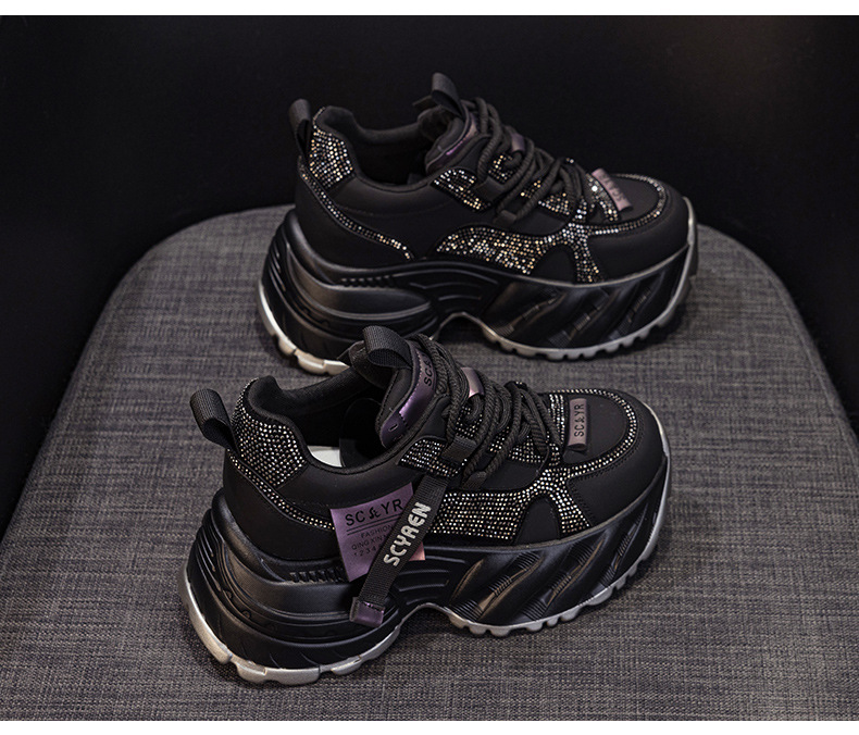 Giày sneaker nữ đế dày tăng chiều cao phong cách hot girl mùa thu 2026 — Kaki M2939, M2939 màu đen chi tiết 22