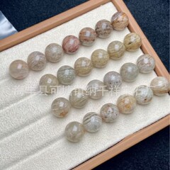 货源天然千层幽灵圆珠单珠diy 原色彩幽灵手串 幽灵水晶散珠批发