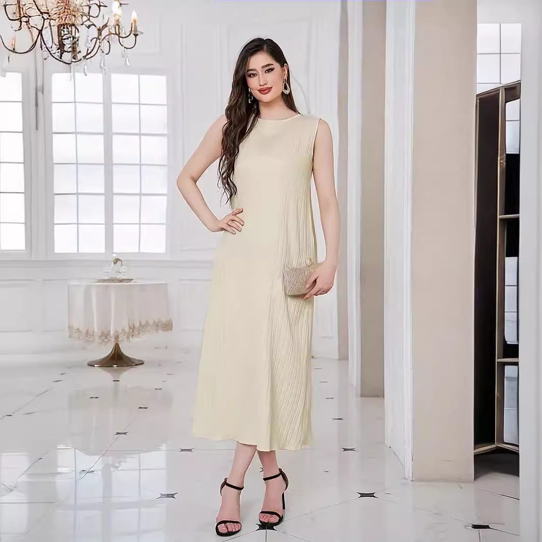 M272 # Women's Muslim Dress Bottom Tank Top Skirt+Bat Sleeve Loose Cardigan Robe Set_voghion.com