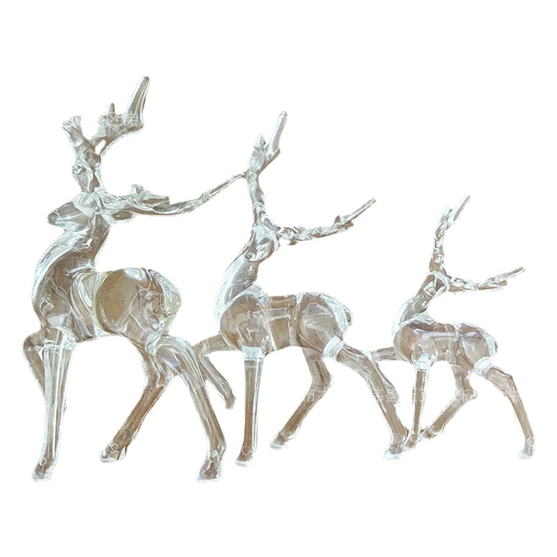 販売アクリル透明鹿クリスマス装飾鹿水晶鹿ニホンジカトナカイ走る鹿白胚クリスマス装飾品