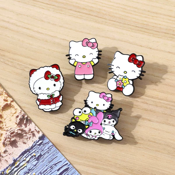 Sanrio Kt Cat Brooch Cute Cartoon Student Schoolbag Decoration Badge Kuromi Cinnamoroll Clothing Accessories