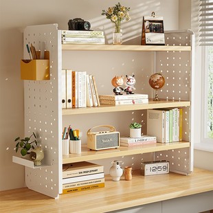 Desktop Storage Rack, Desk Bookshelf, Perforated Board, Home Study Desk, Multi-Layer Office Workstation Storage Display Rack