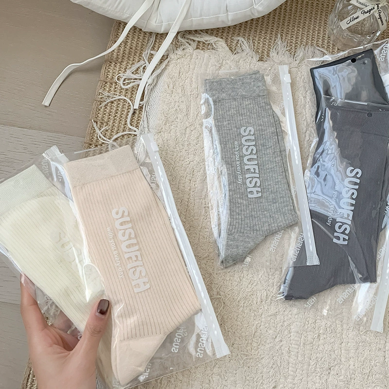Summer thin colored breathable socks, Korean style, mid length