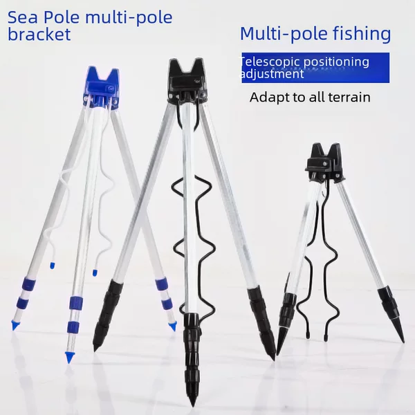 Telescopic Triangle Bracket Aluminum Alloy Sea Rod Multi-Rod Bracket Retractable Fishing Rod Triangle Bracket 7 Rod Tripod