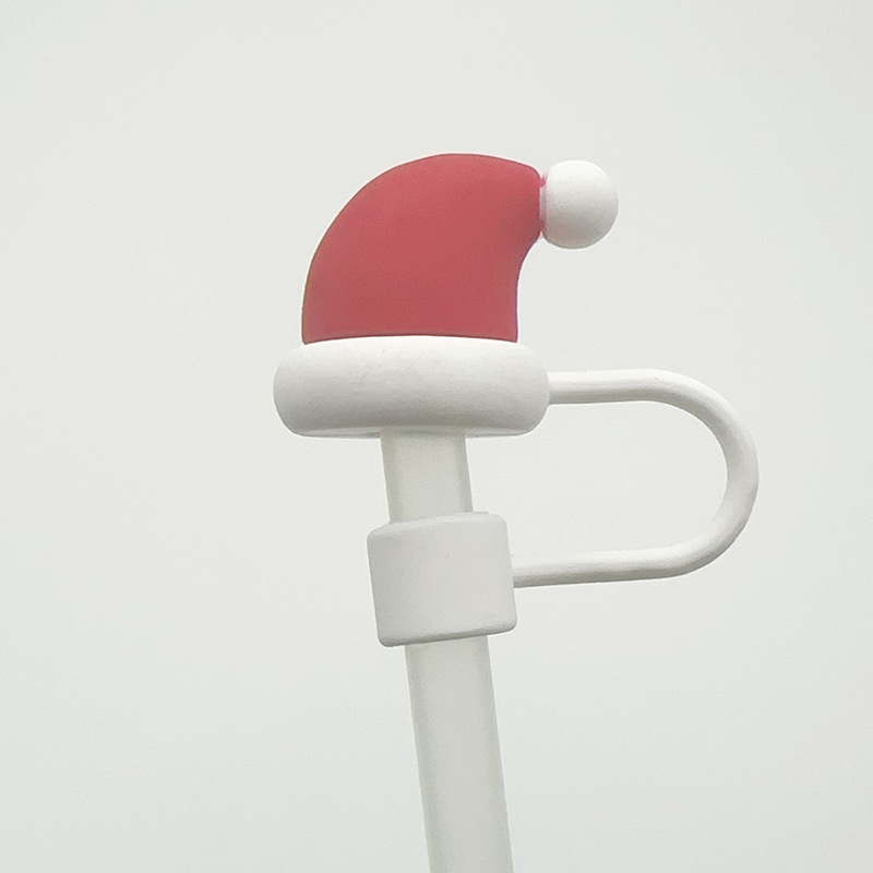 Nuevo transfronterizo de 10 mm tapa de paja de Navidad de alce goma blanda tapa de paja de dibujos animados de Navidad tapa de polvo tapa de paja