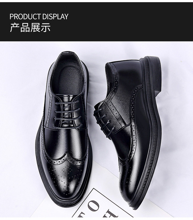 Giày da nam công sở da bóng cao cấp, giày da buộc dây kiểu Anh, đế cao su, gót thấp 1–3 cm — 2Z108 màu đen chi tiết 17