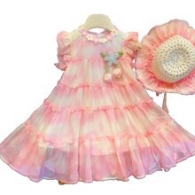 2025新款女童连衣裙夏季女宝宝洋气夏公主裙女孩时髦雪纺裙77510|undefined