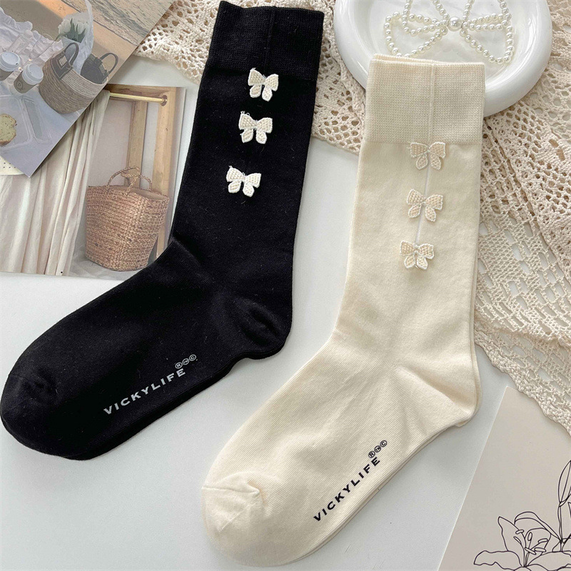 Demi-season cute fashionable knee socks with bow