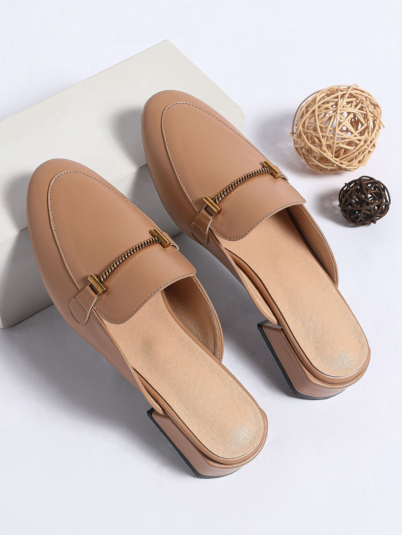 The New Spring Chunky Heel Sandals Slip On Baotou Drag Fashion All Match Soft Bottom Metal Buckle Summer Pointed Toe_voghion.com