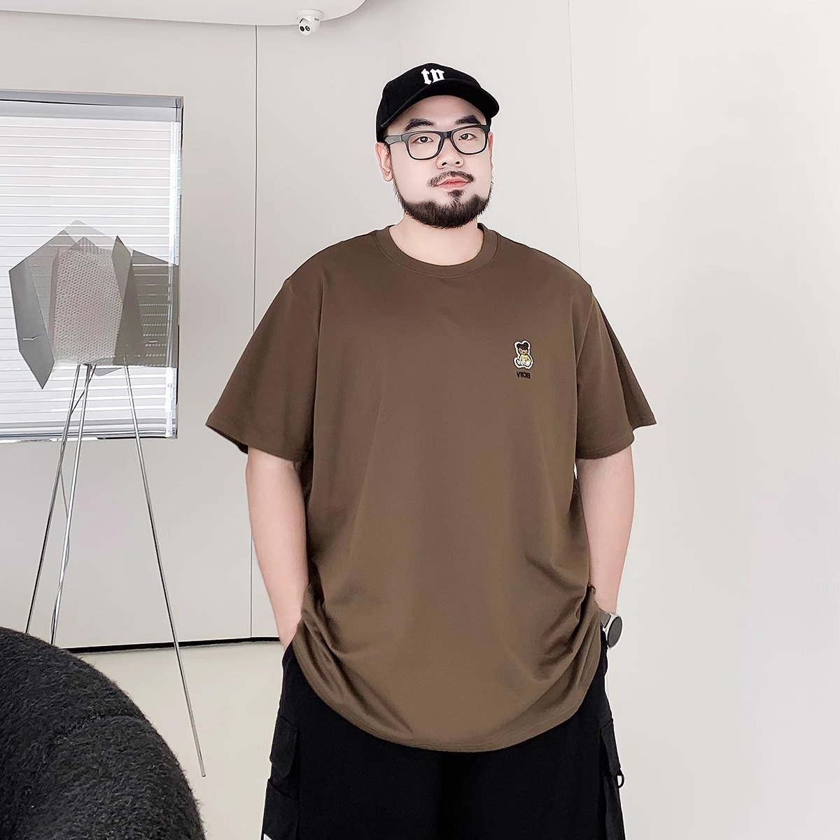 潮牌大码夏季男装卡通动漫纯棉印花宽松休闲加肥加大圆领短袖t恤