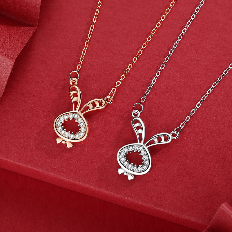 Original de plata esterlina S925 collar de moda nacional estilo chino nuevo collar de conejo del zodiaco chino diseño de la joyería de la vendimia de las mujeres