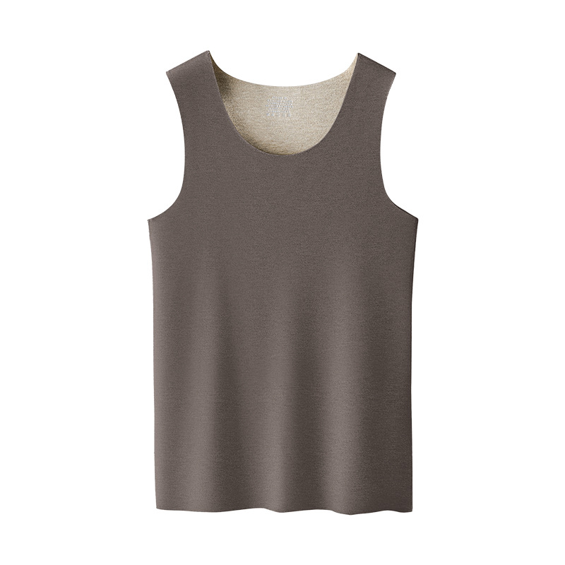 [Agregue fertilizante y aumente] Nuevo chaleco cálido para hombre de otoño e invierno, sin costuras más terciopelo grueso, camiseta sin mangas en stock