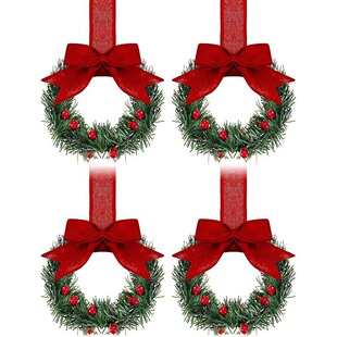 Christmas cabinet wreath kitchen with ribbon bow cranberry small window wreath Christmas party decoration