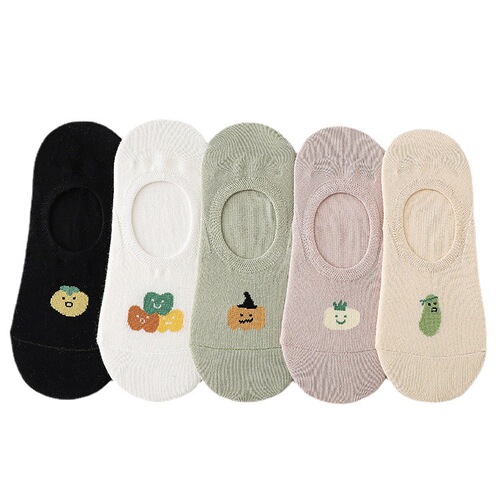 Socks for Women Spring and Summer New Invisible Socks Shallow Mouth Women's Boat Socks Small Fresh Cartoon Short Thin Cotton Women's Socks Wholesale