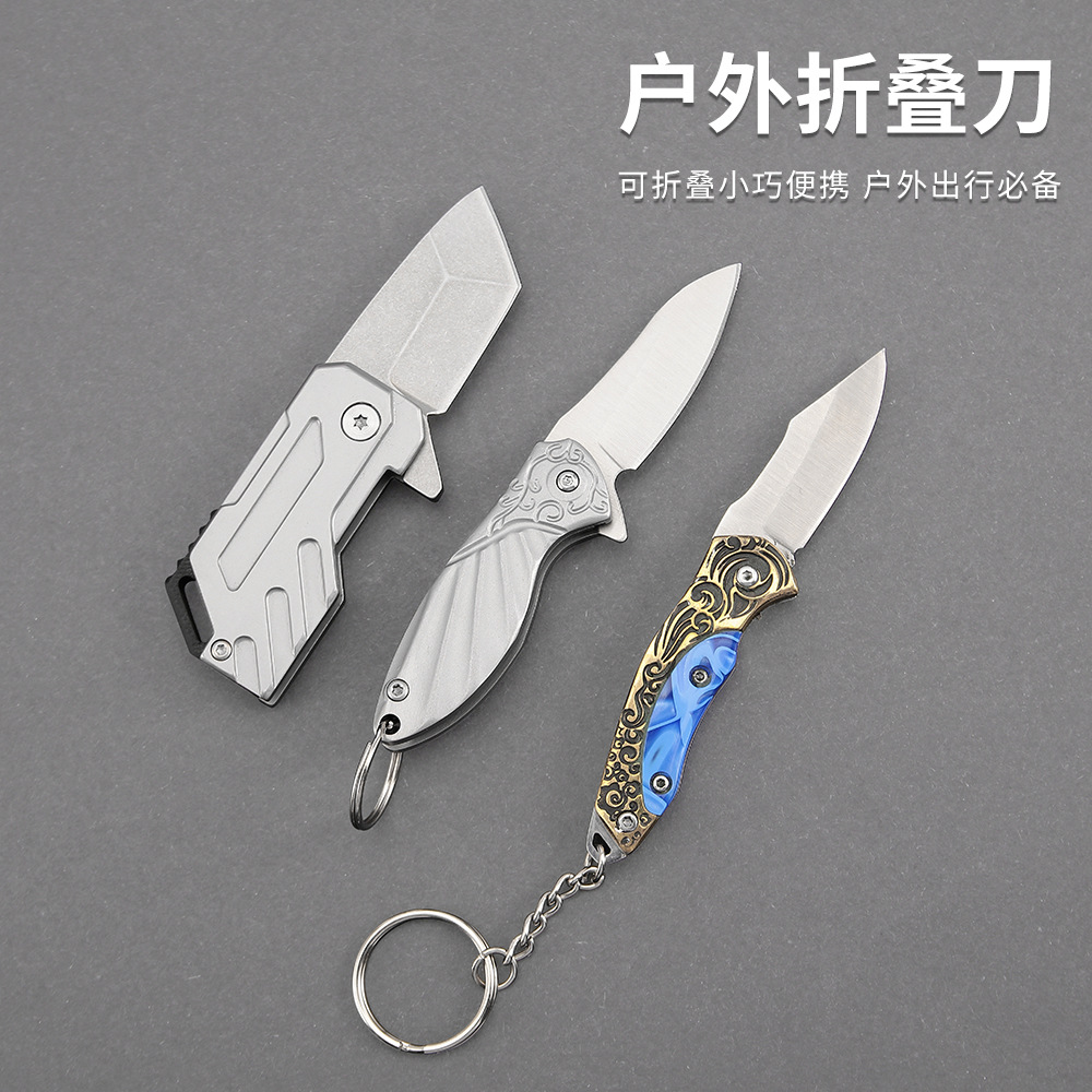 厂家直销现货批发户外折叠刀黄铜树脂D2小钢炮多功能便携迷你小刀