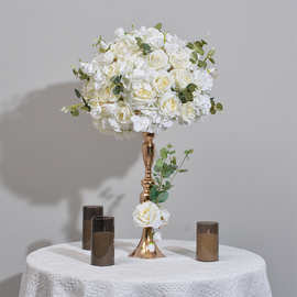 新款美人鱼烛台仿真桌花餐桌会议桌橱窗展示花球婚礼布置假花花艺