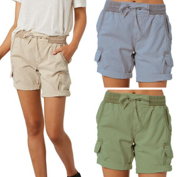 Cross-border Foreign Trade Special for Women's High Waist Overalls Casual Pants Cotton and Linen Shorts Thin a-word Loose Wide-leg Shorts