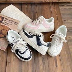 Bai Kuang 2023 Spring Soft Pink Thick Sole Bread Shoes Original Versatile Casual Sports Board Shoes Heeled Monosole Trendy