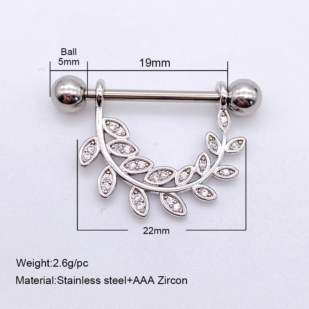 Fashion Leaf Star Wings Stainless Steel Inlaid Zircon Nipple Ring 1 Piece display picture 2