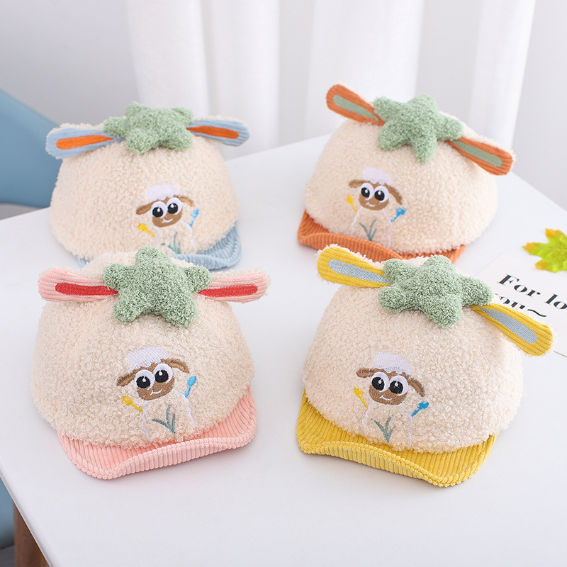 Baby Autumn And Winter Lamb Wool Warm Cap Cute Little Sheep Soft-edge Baseball Hat Baby Hat Winter display picture 1