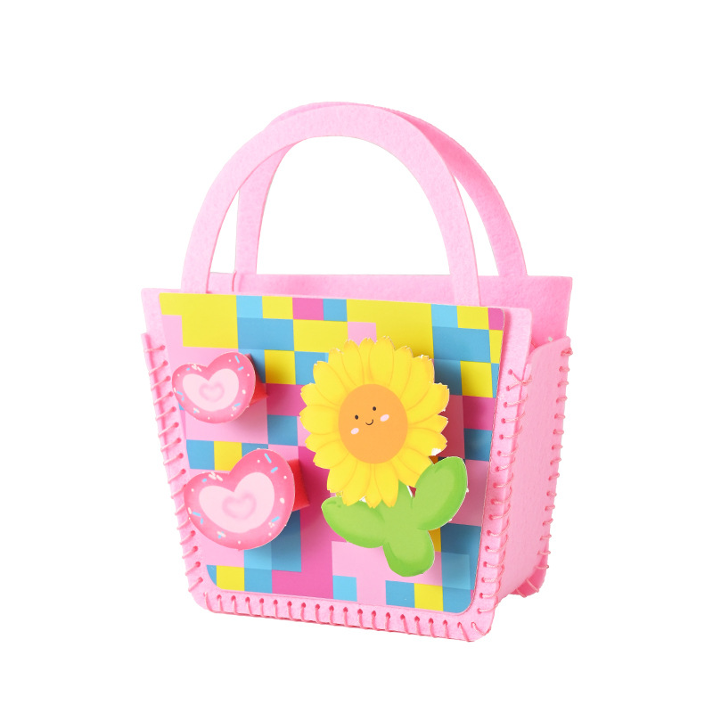 인터넷 인기있는 어린이 수제 DIY 짠 가방 가방 소재 야채 바구니 작은 소녀의 핸드백 선물 교육 장난감