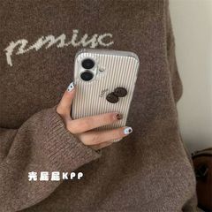 秋冬条纹立体咖啡适用iPhone17PROMAX手机壳新款16/15/14/13女款