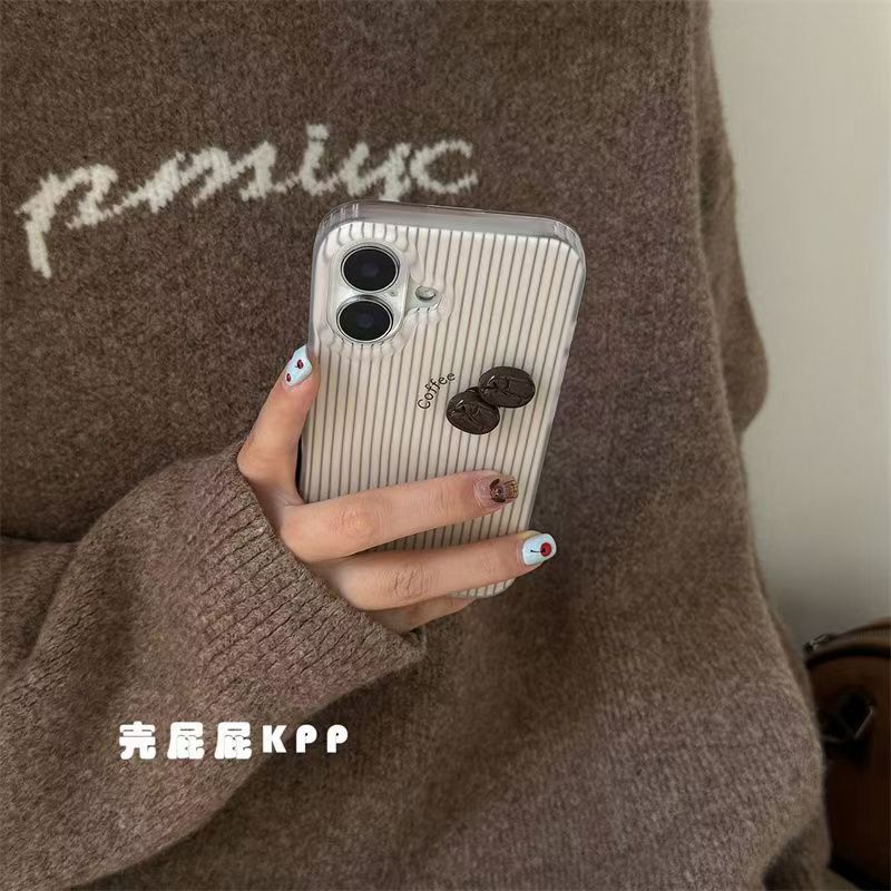 秋冬条纹立体咖啡适用iPhone17PROMAX手机壳新款16/15/14/13女款|undefined