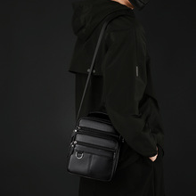 高质男士斜挎包竖款商务手提单肩包大容量多隔层通勤公文包男包-