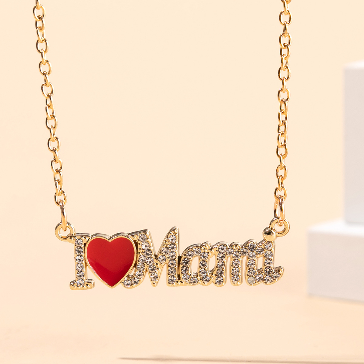 IG Style MAMA Simple Style Letter Heart Shape Alloy Plating Inlay Zircon Mother'S Day Women's Necklace display picture 1