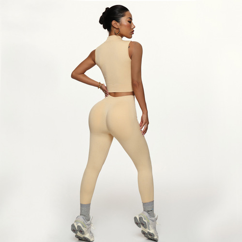 Sports Bra Top, Yoga Pants, Long-Sleeve Jacket, Short-Sleeve Jacket, Tight Training Bra, and Short-Sleeve Top Set of 6 Yoga Clothes