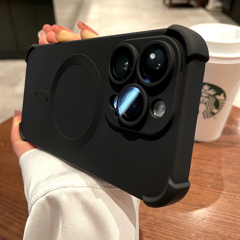 Funda para teléfono móvil iPhone 17 PRO, con airbag líquido, succión magnética en las cuatro esquinas, película protectora para la lente de Apple 14, funda protectora de cobertura total