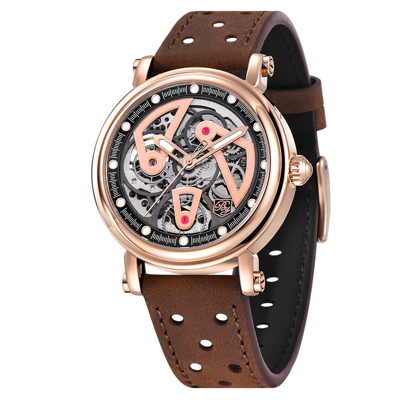 Benyar Reloj de hombre Reloj mecánico completamente automático movimiento hueco nocturno impermeable reloj de moda BY5202