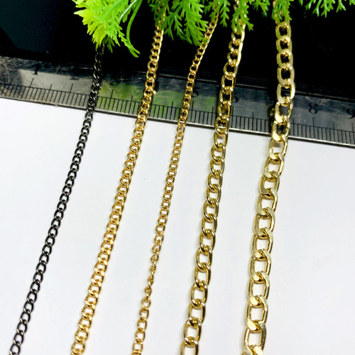Handmade DIY jewelry material extended chain tassel thin chain twisted chain flat chain key ring jewelry hanging chain silver
