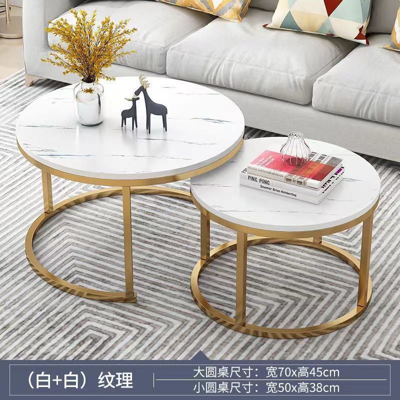 茶几轻奢现代小户型客厅家用圆形桌简约大理石is意式创意铁艺茶桌|undefined