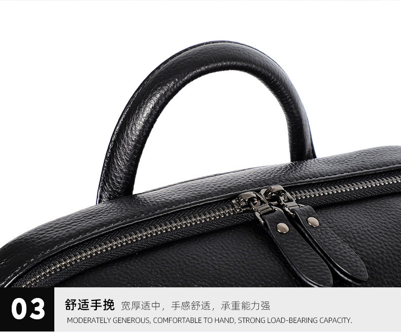 Ba lô nam da bò thật dung tích lớn 15.6 inch đựng laptop, túi du lịch 30×17×41 cm — Màu đen 1, Màu đen 2 chi tiết 29