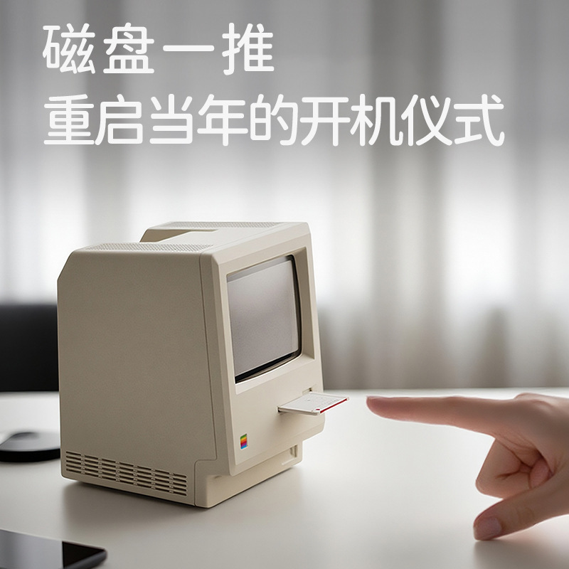 麦克小闹钟桌面复古经典摆件闹钟USB充电夜灯数显时钟趣味时钟灯|undefined