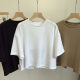 Backless short T-shirt women's sweet and spicy style Korean style 2024 Summer new round neck loose hot girl short sleeve top women's fashion