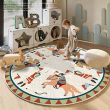 卡通儿童房圆形仿羊绒地毯客厅沙发茶几防滑毯吸水耐脏好打理地毯