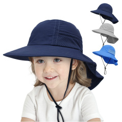 2021 Summer New Children's Sun Hat Outdoor Beach Travel Sunshade Sunscreen Fisherman Hat Wide Brim Poncho Hat