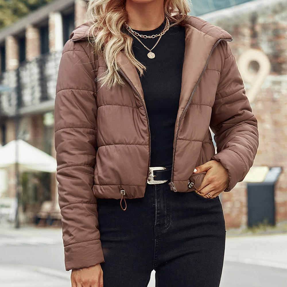 Women's clothing Women's casual zipper padded jacket hooded coat for women_voghion.com